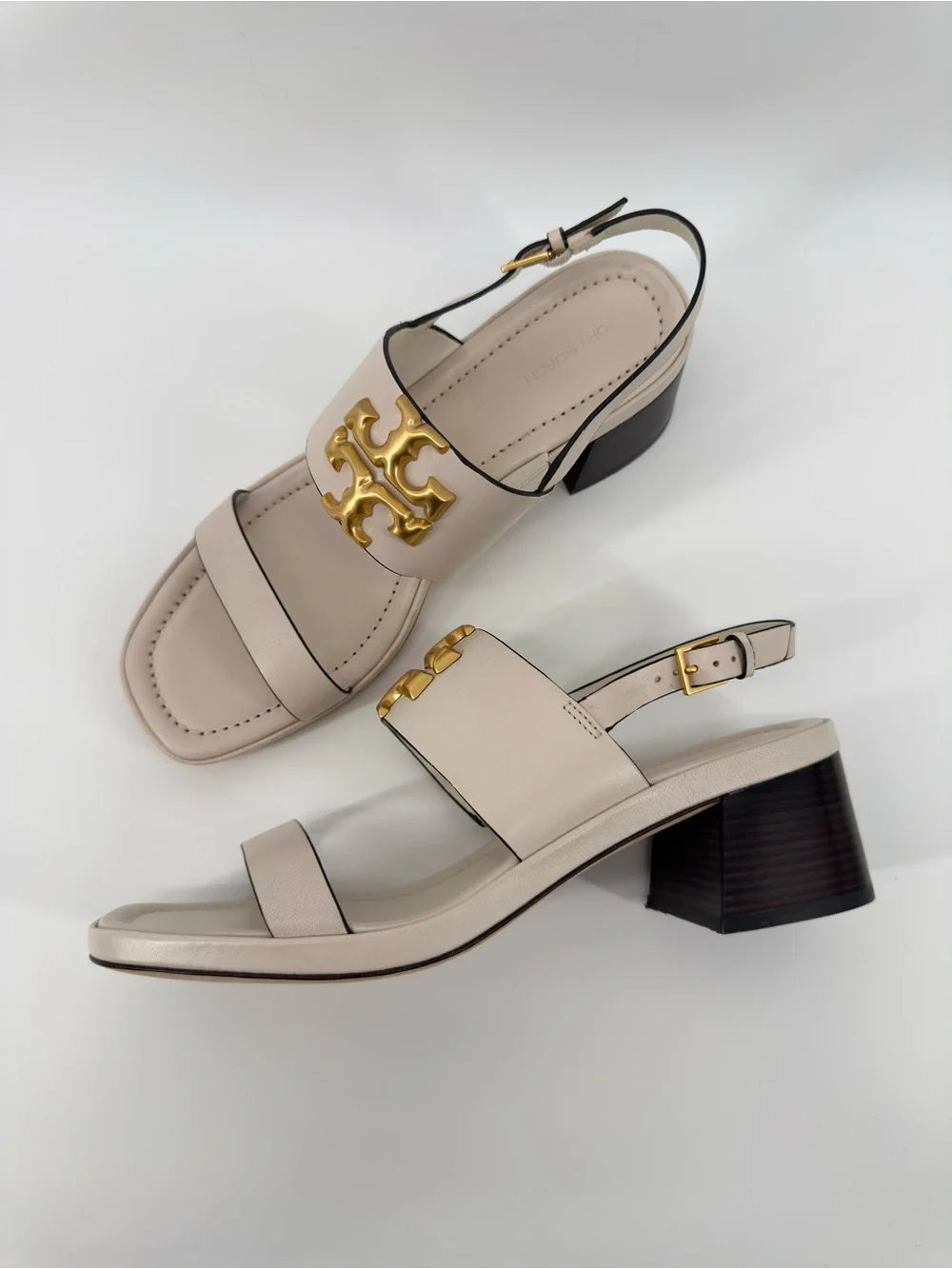 Tory Burch $348 Eleanor Heel Sandals New Ivory Cream Sz 10